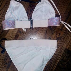 NWT PrettyLittleThing White Bikini with Silver Buckle size 8 read caption!!!!